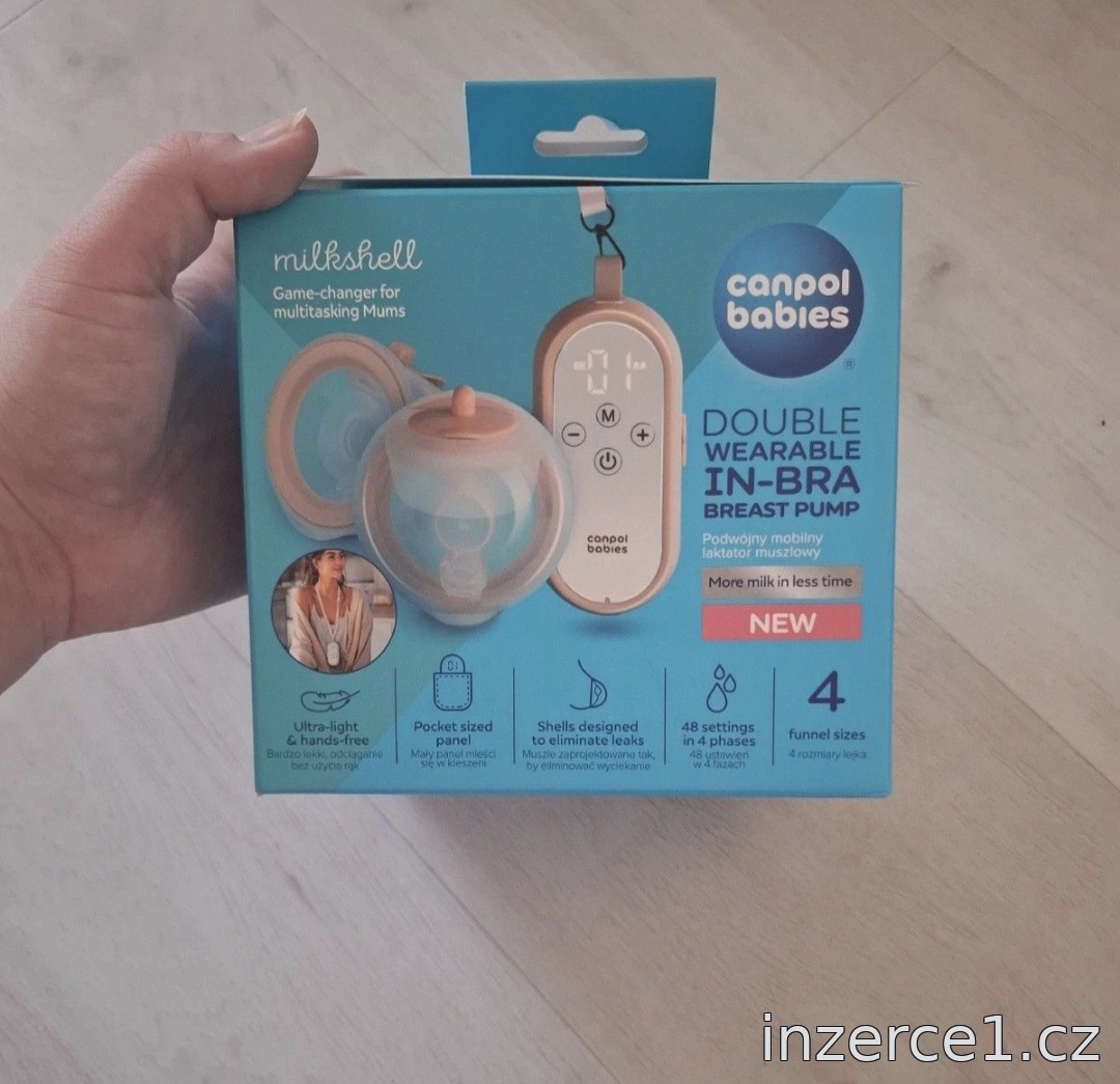 Canpol babies Dvojitá elektrická hands-free odsávačka mateřského mléka do podprsenky MilkShell