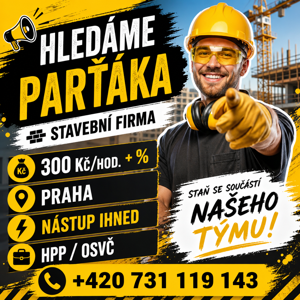 Parťák na stavbu – Praha | od 300 Kč/hod. + %