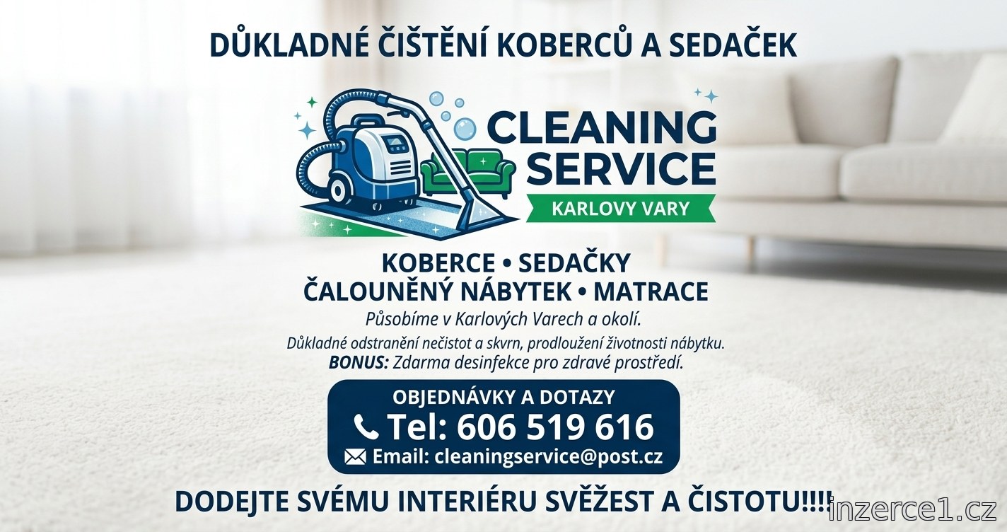 Čištění koberců a čalounění sedaček Karlovy Vary 606 519 616