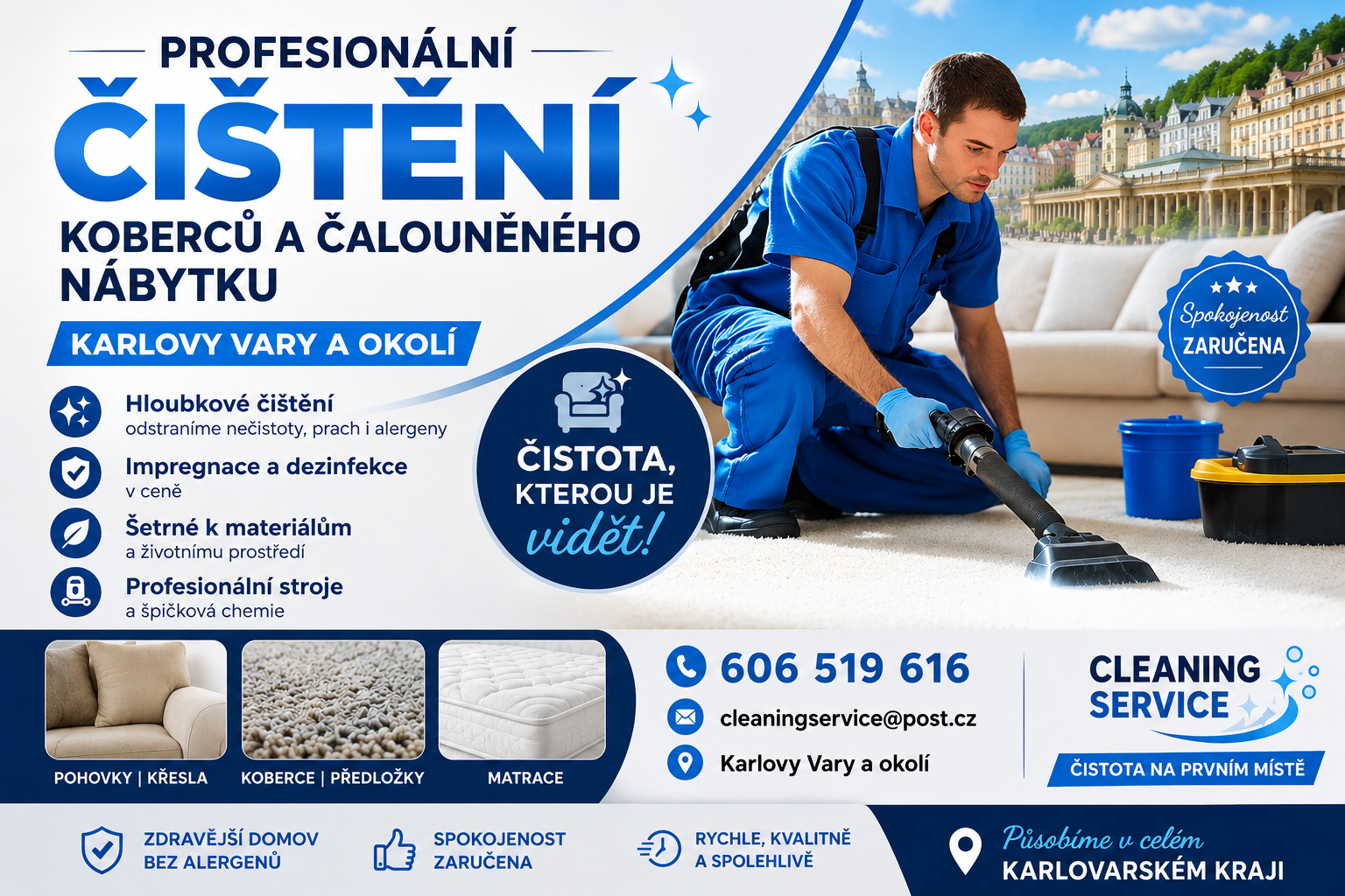 Čištění koberců a čalounění sedaček Karlovy Vary 606 519 616